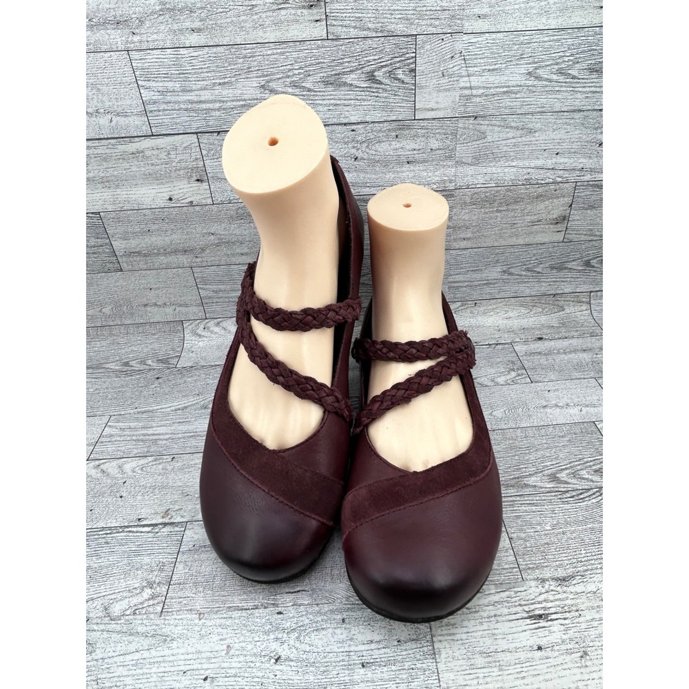 Aetrex Essence Erica Burgundy Leather Braided Strap‎ Mary Jane Flats Size US 9.5